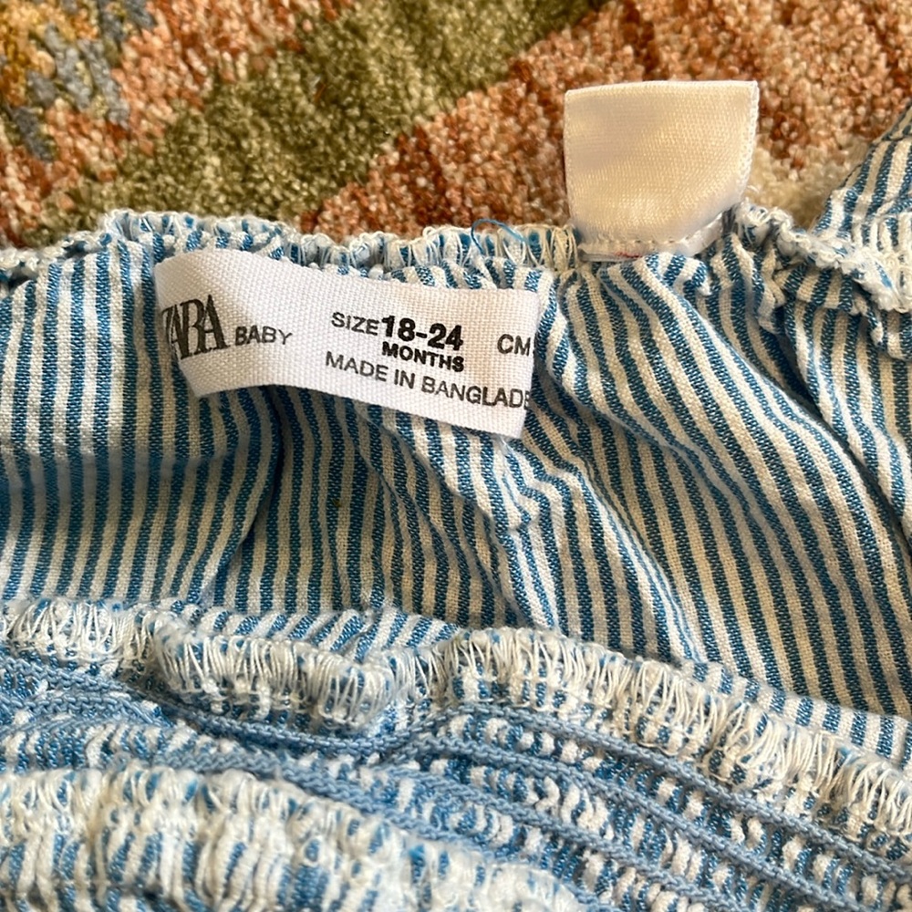 Zara Blue and White Striped Kids Blouse - Picture 2 of 3